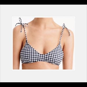 NWT J Crew Classic Navy Gingham Bikini Top - Small
